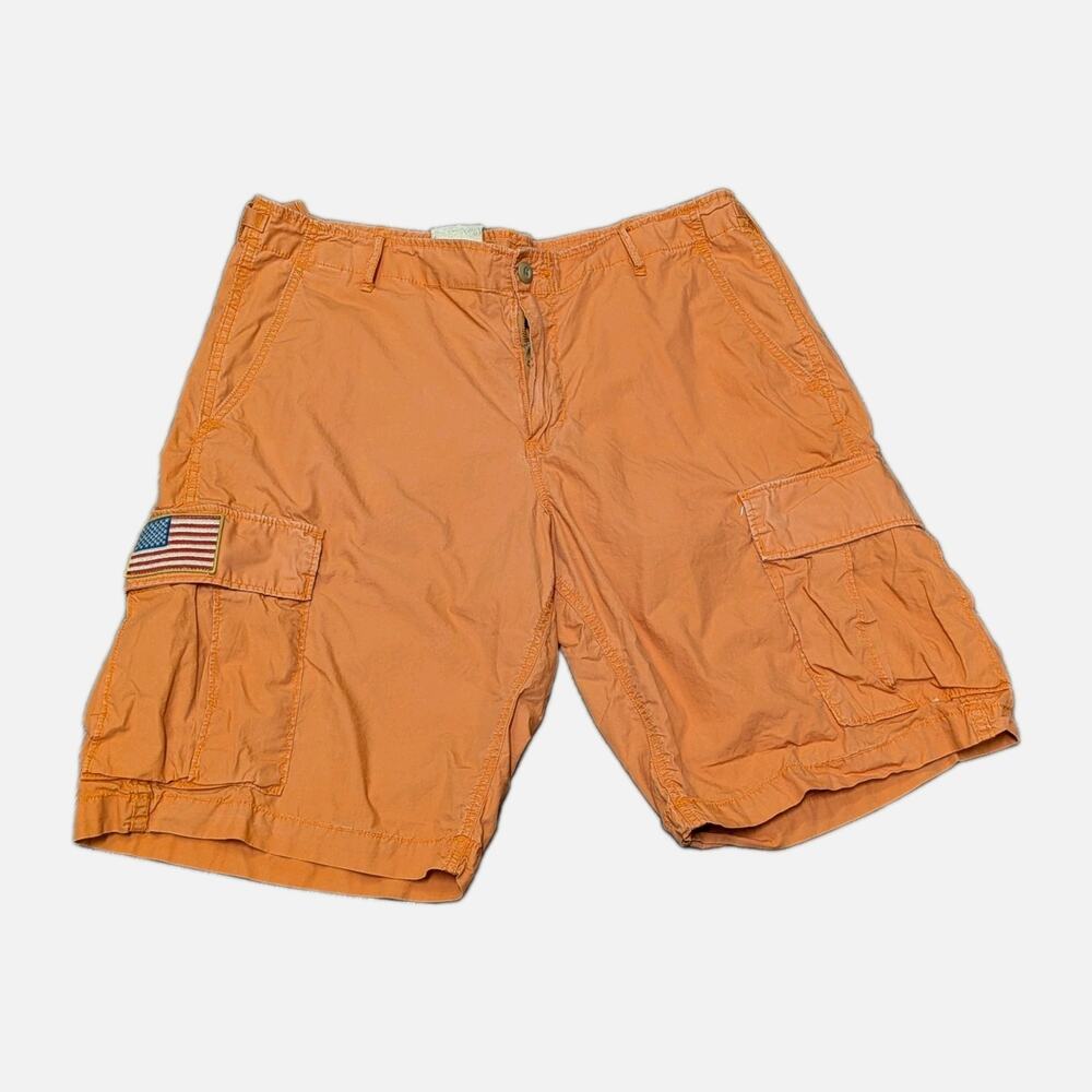 Deadstock Vtg Denim & Supply Ralph Lauren Cargo Shorts Orange Flag Patch Sz 36